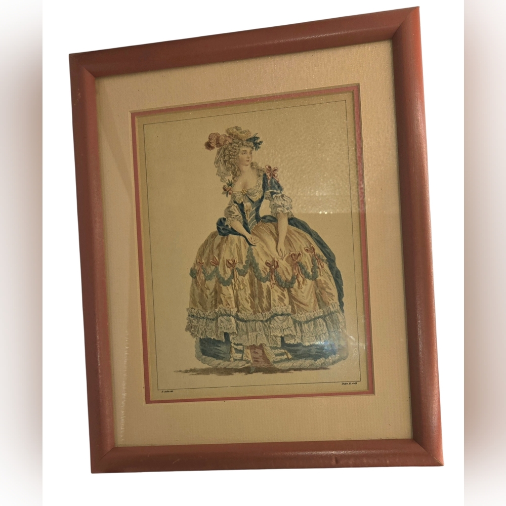 Vintage Marie Antoinette Lithograph St Aubin Del-Dupin Fil Sculp French Art - Picture 2 of 9